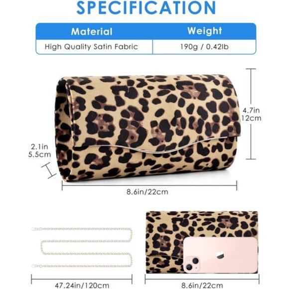 Clutch Formal Evening Bags Leopard - Picture 2 of 7
